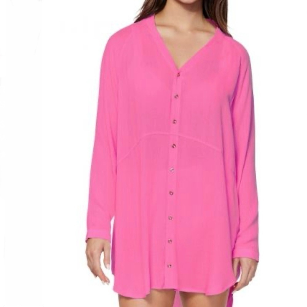Juniors' Belize bright pink Beach Tunic Cover-Up